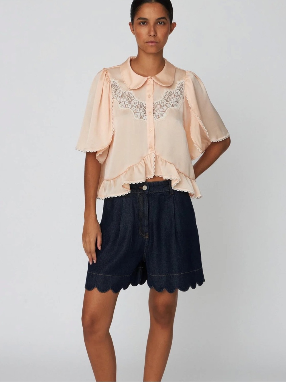 Delicate Lace Shirt - Pale Pink